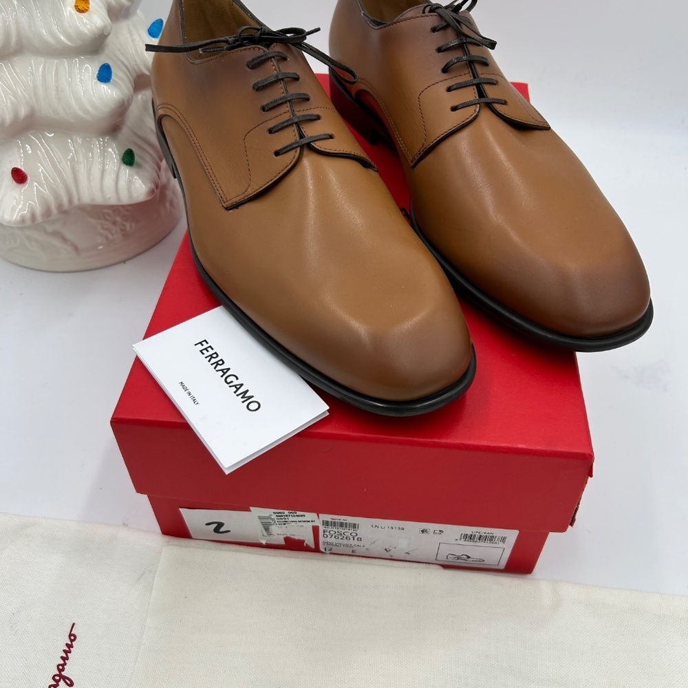 Men, Salvatore, Ferragamo, plain toe, Derby shoes, calf  leather size 12 Italy - Picture 2 of 10
